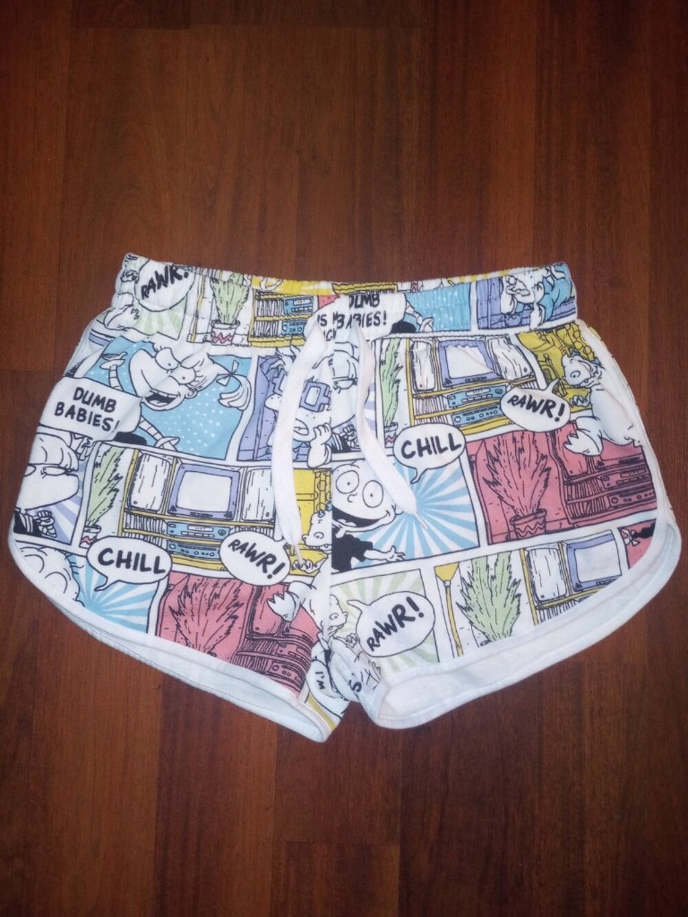 Nickelodeon Rugrats Cartoon White Lounge Shorts Kidcore 90s Nostalgia Y2K L